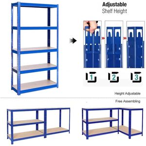 DAY PLUS Schwerlastregal aus Metall mit 5 Etagen – 200 x 100 x 50 cm – Gesamtlast 875 kg (175 kg/Etage) – Metallregal mit verstellbaren Planken, für Garage,