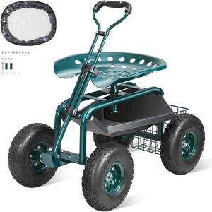 Vevor - Rollsitz Werkstattwagen aus Stahl bis 136kg belastbar Gartenwagen mit 25cm Griff und 45-54cm höhenverstellbarem Sitz Rollwagen 30PSI