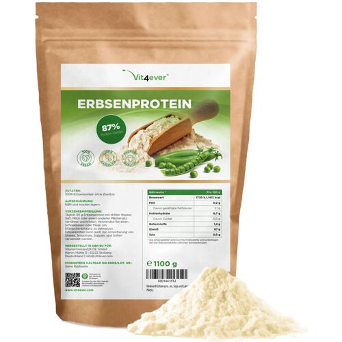 Erbsenprotein Pulver - 1100 g / 1,1 kg - 87% Proteingehalt