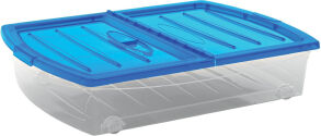 Keter Germany GmbH KIS Spinning Box Unterbettbox XL, Unterbettbox mit Rollen, Farbe: blau-transluzent-transparent