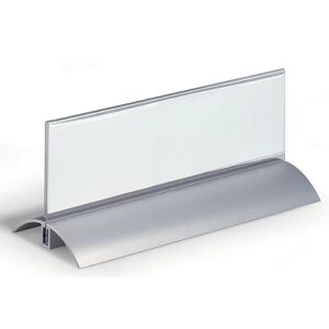 DURABLE Portanombres de sobremesa acrílico con pie de aluminio, H x A 61 x 210 mm, UE 12 unid.