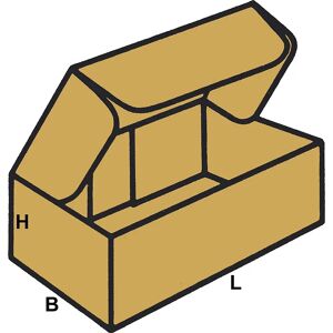 kaiserkraft Cajas troqueladas con cierre por encaje, FEFCO 0426, de cartón ondulado de 1 capa, dimensiones interiores 135 x 110 x 90 mm, UE 100 unid.