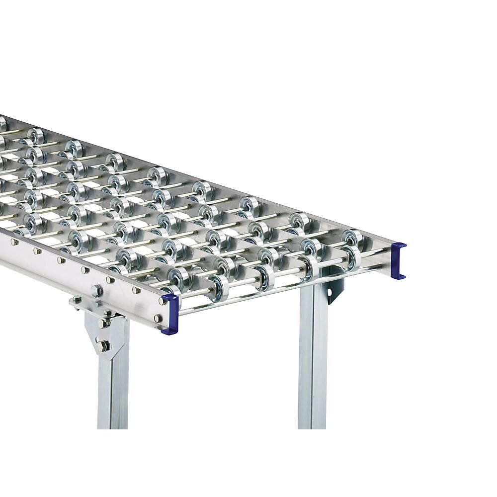 Gura Vía de rodillitos ligera, marco de aluminio con rodillitos de acero galvanizado, ancho de vía 500 mm, distancia entre los ejes 100 mm, longitud 1,5 m