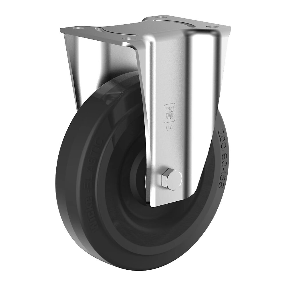 Wicke Rueda de caucho macizo elástico sobre llanta de acero, Ø x anchura de rueda 200 x 50 mm, rueda fija