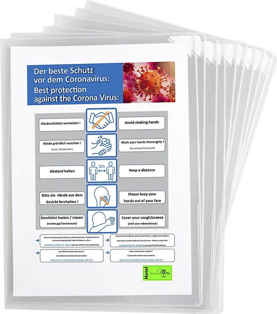 Tarifold Funda transparente antimicrobiana KANG, para documentos DIN A4, UE 25 unid., PVC no reflectante