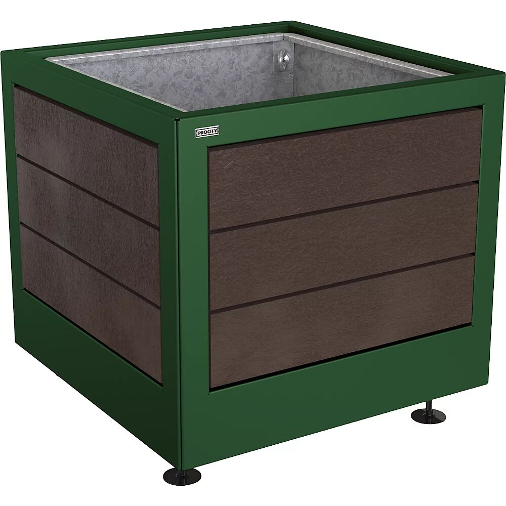 PROCITY Jardinera SILAOS®, H x A x P 700 x 800 x 800 mm, plástico reciclado, verde musgo