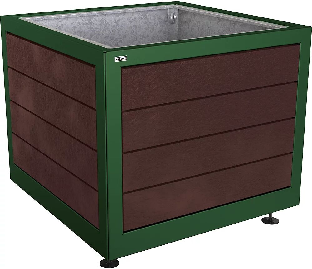 PROCITY Jardinera SILAOS®, H x A x P 800 x 1000 x 1000 mm, plástico reciclado, verde musgo