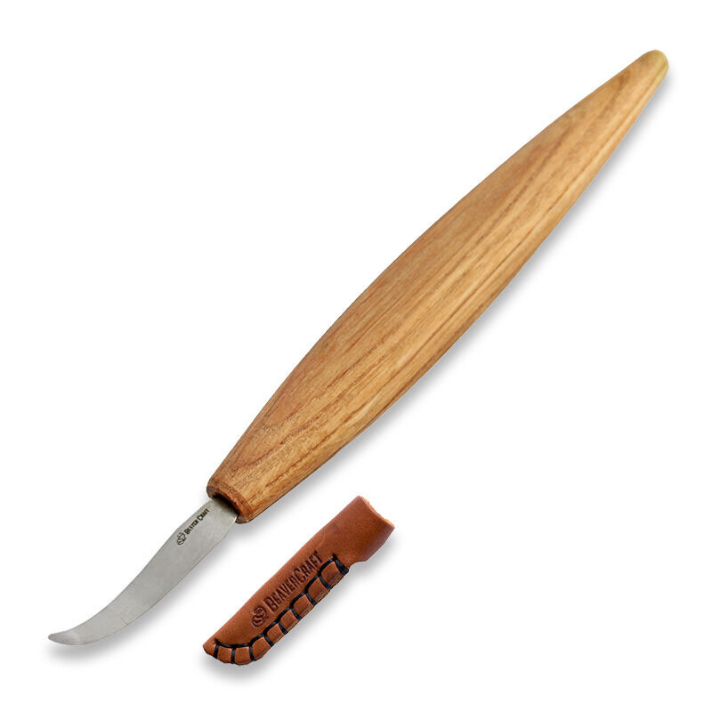 BeaverCraft Spoon Carving Knife Open Curve with Leather Sheath