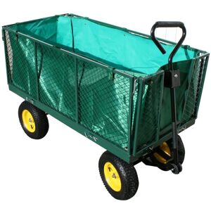 Varan Motors - TC1840 Chariot de jardin XXL, remorque à main, avec bâche, cotés amovibles, Max 600Kg