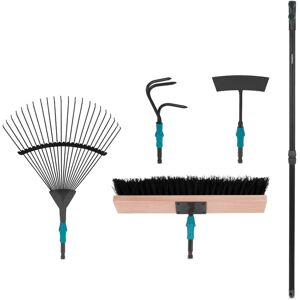 Lot d'outils de jardinage 4-en-1 Vonroc système V-Fix avec râteau à feuilles, balai, binette et cultivateur - Publicité