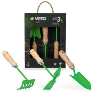 Pack 4 outils de jardin VITO Acier Haute qualité Manche en Bois