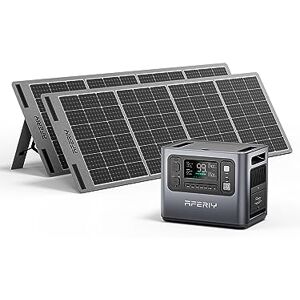 AFERIY Générateur Solaire 2400W avec 2x200W Panneau Solaire, 2048Wh Batteries LiFePO4, Sorties AC 220V-240V, Panneau Solaire Pliable avec Ports USB, IP65, pour Camping/Maison/Domicile - Publicité