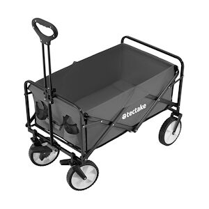 tectake Chariot pliable LEON avec freins, capacité de charge 80kg - gris -404977