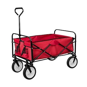 Tectake Chariot de jardin pliable 80 kg - rouge