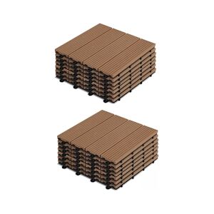 Oviala Business Lot de 16 dalles clipsables polywood marron - Oviala