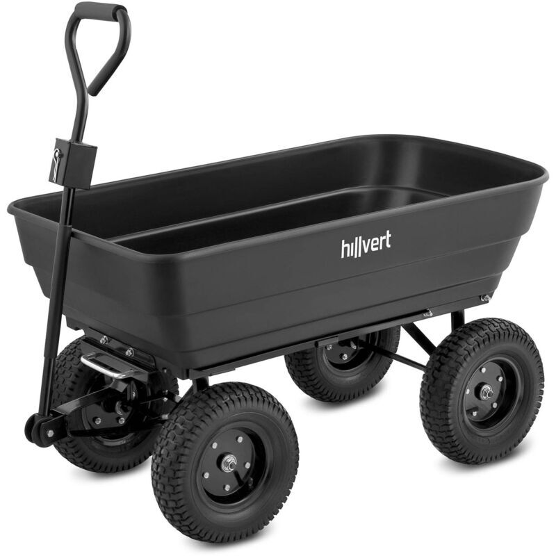 HILLVERT Chariot De Transport Jardin à Main Remorque Inclinable Basculant 350 Kg 125 L