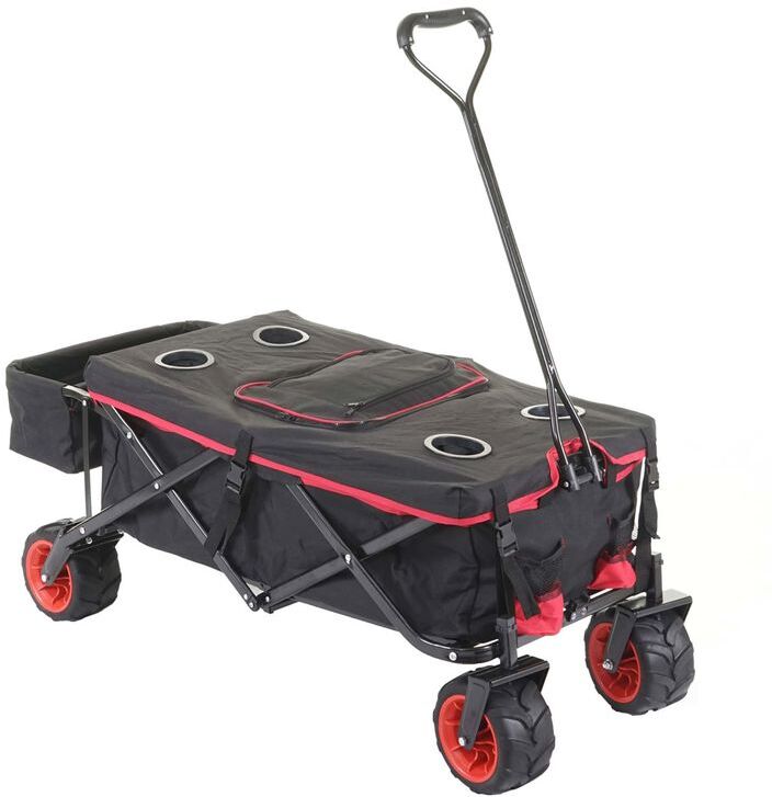 HHG Chariot pliable 425, charette à bras, pneus tout terrain ~ avec recouvrement et