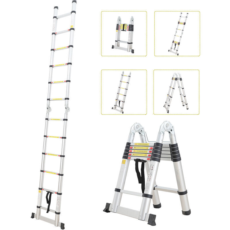 TODECO Escabeau, Échelle Multifonction, 3,8 mètre(s), Barre stabilisatrice, EN 131,