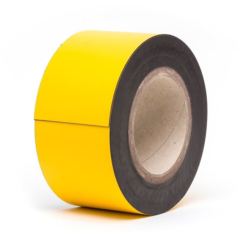 Certeo - Etiquettes magnétiques - coloris jaune, sur rouleaux - hauteur 80 mm,