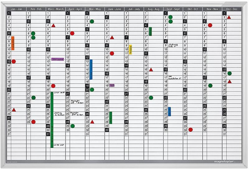 magnetoplan® Kit de planning annuel - avec accessoires de montage - l x h 920 x