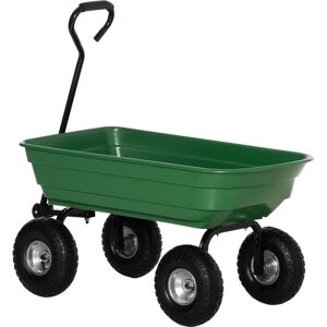 Outsunny Carrello da Giardino con Struttura in Acciaio e Pneumatici, Impugnatura Morbida, Portata 250kg, 108x52x100cm, Verde