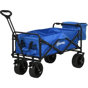 Outsunny Carrello da Giardino 110L con Maniglia Telescopica e Borsa Termica da 15L in Acciaio e Tessuto, Blu