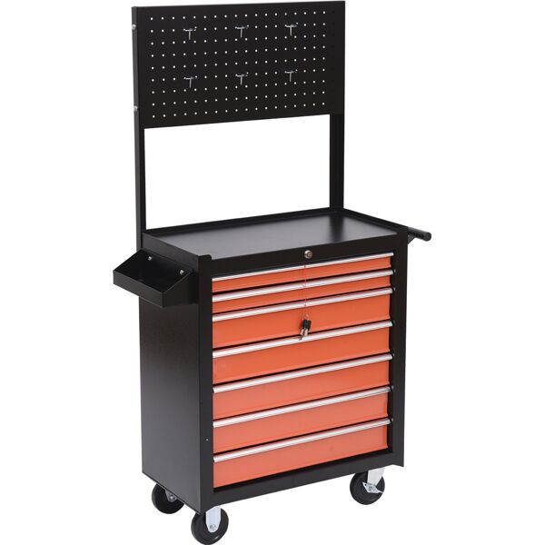 dechome bd0001 carrello porta utensili attrezzi con cassettiera nero e arancione 61.5x33x76 cm - bd0001