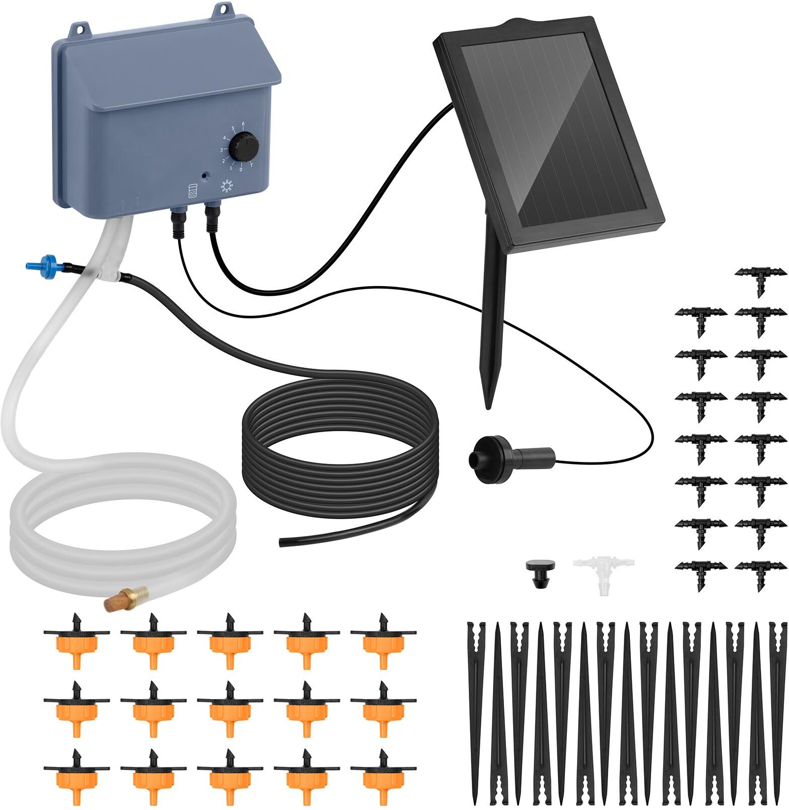 hillvert Kit irrigazione solare - 0,7 W / 6 V - 1.200mAh - 0,45 W - 600 ml/min HT-COSTIGAN-3600