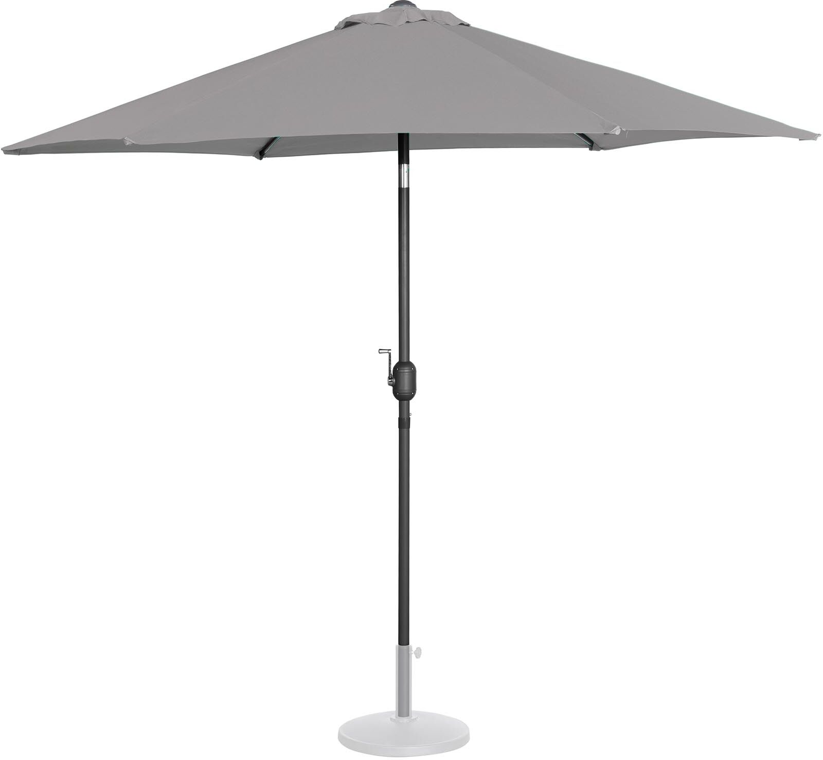 Uniprodo Ombrellone da esterno grande - grigio scuro - esagonale - Ø 270 cm - inclinabile UNI_UMBRELLA_R270DG