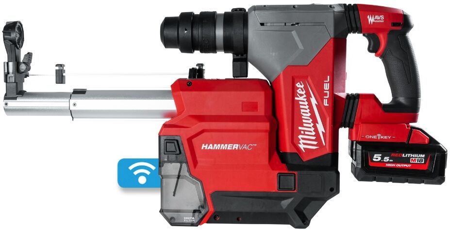 Milwaukee M18 OneFHXDEL-552C M18 Fixtec SDS-Plus Accucombihamer 18V 5,5Ah Li-Ion met stofafzuiging 4933478506