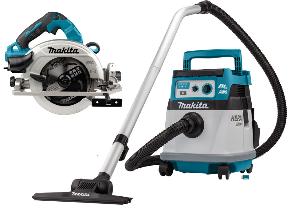 Makita DLX2382UX1 Combiset 2 x 18V met AWS - DHS783 cirkelzaag 190mm + DVC157L stofzuiger excl. accu's en lader