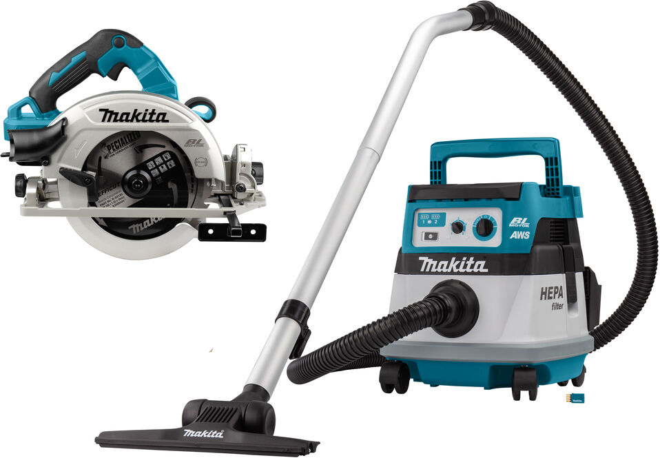 Makita DLX2389UX1 Combiset 2 x 18V met AWS - DHS783 cirkelzaag 190mm + DVC867L stofzuiger excl. accu's en lader