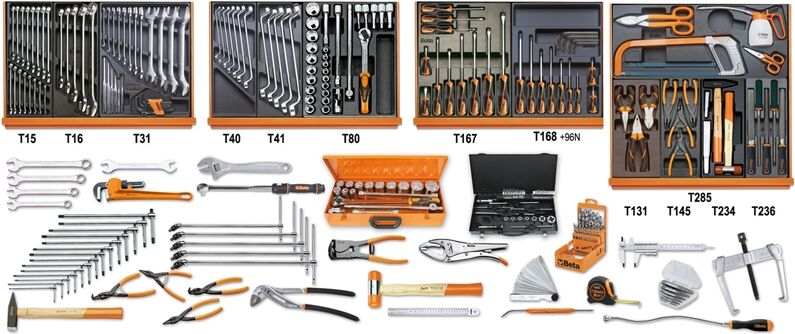 Beta 5910VI/3T Assortiment van 261 gereedschappen in zachte foam inlegbakken