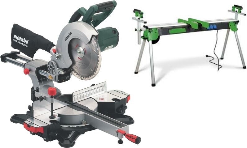 Metabo KGS254M afkortzaag met trekfunktie + TN3200 Universeel Onderstel