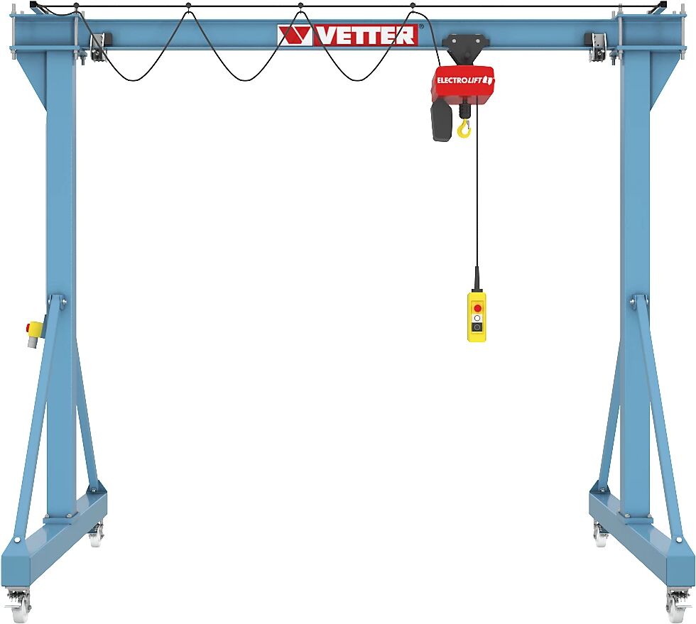 Vetter Stalen portaalkraan PA, met elektrische kettingtakel EF, hijsvermogen 800 kg Vetter