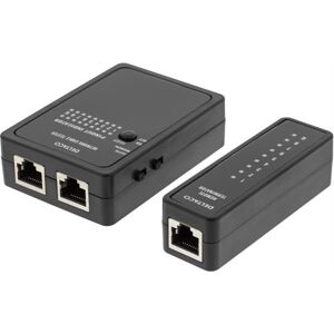 Deltaco Kabeltester For Rj45, Rj12, Rj11 Og Bnc, Todelt, Beskyttelsesveske I Hardplast, Svart