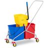 ulsonix Cleaning trolley - with wringer - 2 buckets - 48 L UNICLEAN 10