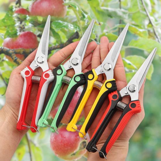 jikaixiang Gardening Scissors Anti-slip Handle Fruit Picking Sharp Blade Plant Bonsai Branch Pruner Gardening Tool Home Supplies