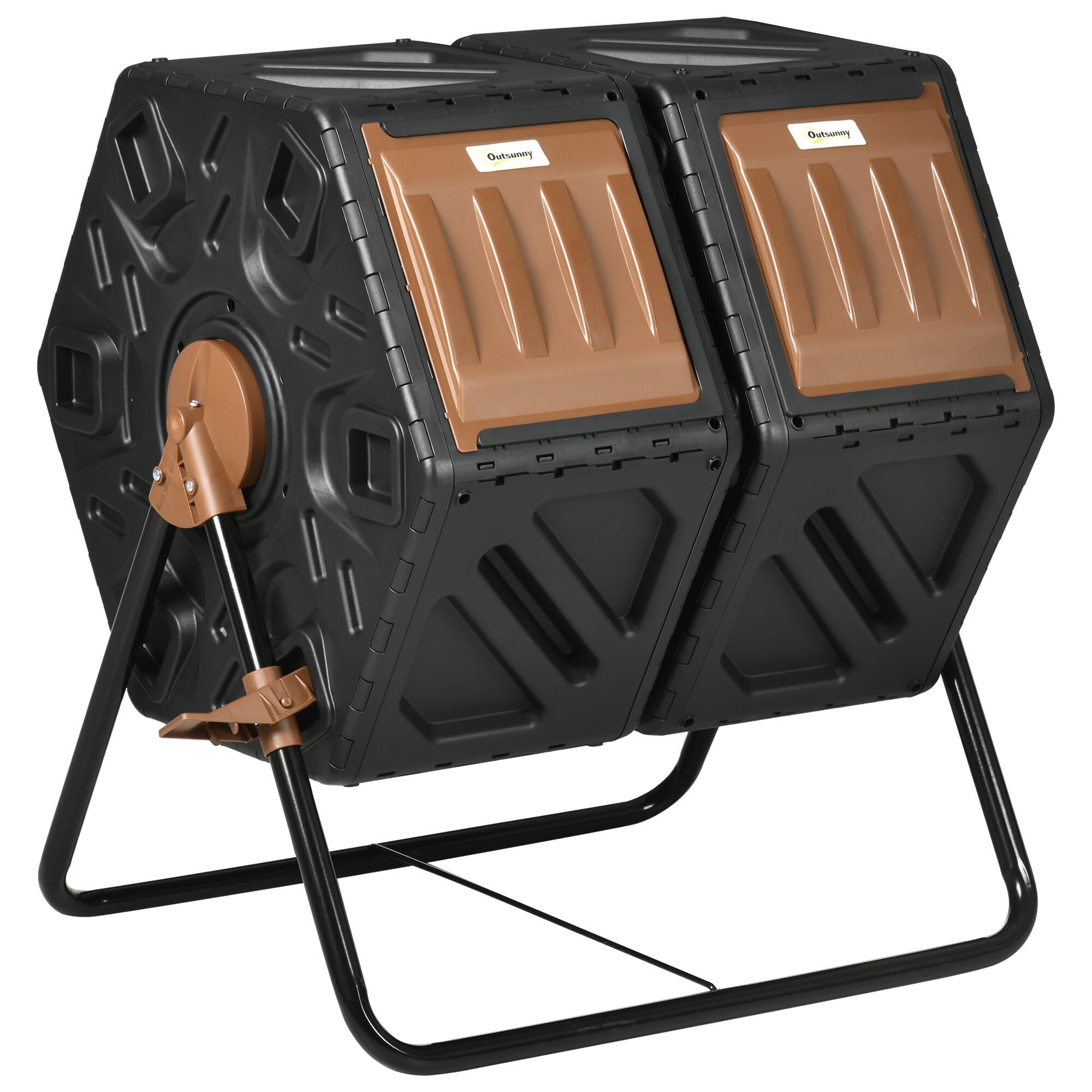 Outsunny Dual Rotating Compost Bin 34.5 Gallon Tumbler with Ventilation and Steel Legs   Aosom.com Eco-Friendly Gardening