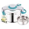 CLIPSOMINUT'EASY + BLEU COCOTTE-MINUTE® 6L POIGNÉES RABATTABLES P4900716R Argenté