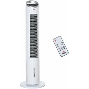 HOMCOM Turmventilator mit Wasserkühlung und Fernbedienung 60W 20㎡ 30 cm x 30 cm x 100,8 cm 3 Modi Weiß - weiß+silber