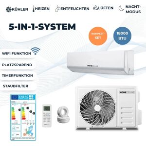 Home Deluxe - Klimaanlage Set split 18-18000 BTU/h (5.100 Watt) - Quick Connect, wifi, Alexa und Google Home kompatibel - 5 in 1 System