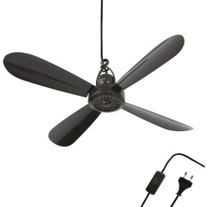 BESTLIVINGS Mobiler Deckenventilator schwarz mit Stecker und Schalter, 220V-240V / 5 Watt, Ø40 cm Decken Ventilator mit Aufhänger - Weiß