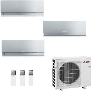 Mitsubishi Trio Split 2.0+2.0+5.0 kW MXZ-3F54VF3 MSZ-EF22VGKS MSZ-EF22VGKS MSZ-EF50VGKS Klimaanlagen Silbernen WiFi R-32