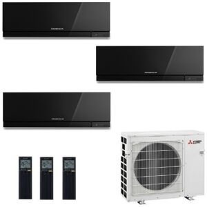 Mitsubishi Trio Split 2.0+2.0+5.0 kW MXZ-3F54VF3 MSZ-EF22VGKB MSZ-EF22VGKB MSZ-EF50VGKB Klimaanlagen Schwarz WiFi R-32