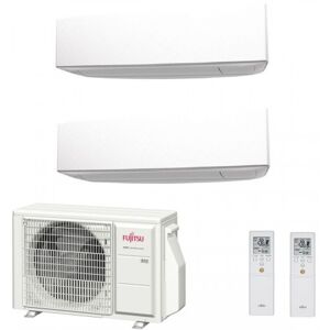 Fujitsu Duo Split KE WiFi 9+15 Btu AOYG18KBTA2 ASYG09KETF ASYG14KETF Klimaanlage Wand R-32 2.5+4.2 kW Weiß