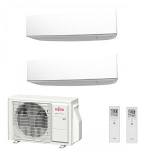 Fujitsu Duo Split KE WiFi 15+15 Btu AOYG24KBTA3 ASYG14KETF ASYG14KETF Klimaanlage Wand R-32 4.2+4.2 kW Weiß