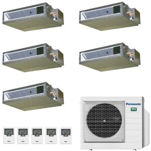 Panasonic Penta Split Kanaleinbaugeräte 2.5+2.5+2.5+2.5+3.5 kW CU-5Z90TBE 4 x CS-Z25UD3EAW + CS-Z35UD3EAW Klimaanlagen R-32