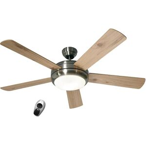 kaiserkraft Ventilador de techo TITANIUM, Ø del aspa 1320 mm, con mando a distancia, pino piñonero / haya / cromo cepillado