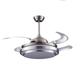 Wonderlamp Ventilador de techo plateado con luz y aspas plegables